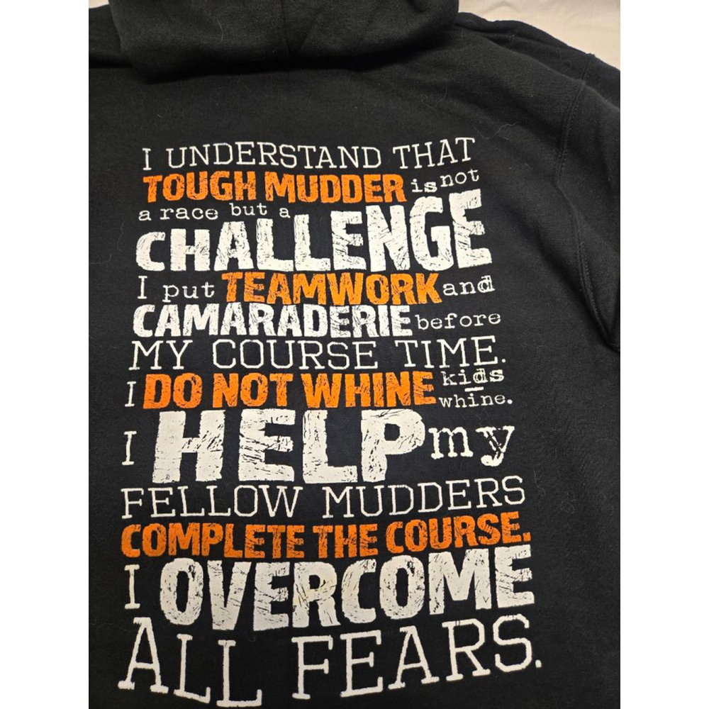 Unisex Tough Mudder Black with Orange Graphic Hoodie Size S - Picture 5 of 5